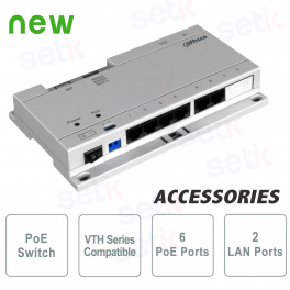 Switch à 6 ports pour alimentation stations intérieures VTH - 24Vdc - Dahua