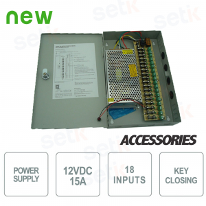 Caja de fuente de alimentación de 12V 15A - 18 conexiones - Setik