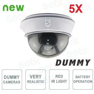 5x CCTV Caméras Factice Dome Interieur Fausse LED Rouge Vidéo Surveillance Sécurité.