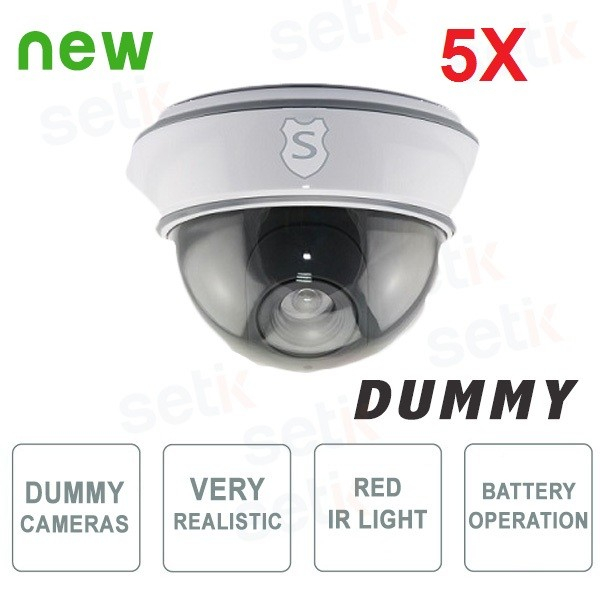 5x Dome Dummy Cameras with IR LED Light - SETIK
