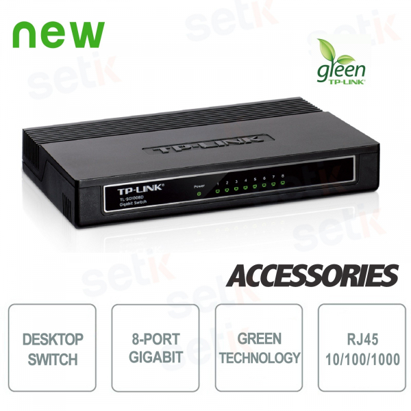 Switch de escritorio Gigabit de 8 puertos 10/100 / 1000Mbps - Setik