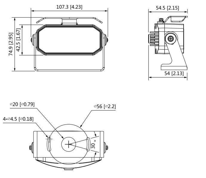 Schema con le dimensioni della telecamera dome hdcvi HAC-HMW3200