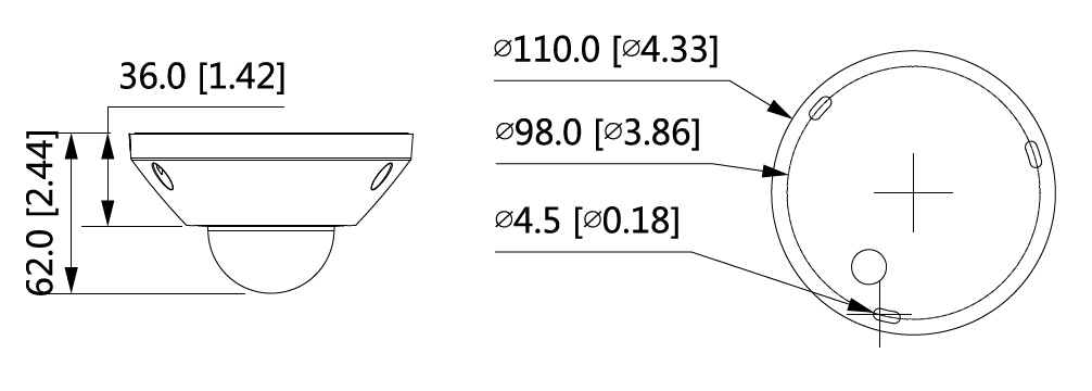 Schema Dimensioni telecamera dahua IPC-EB5531