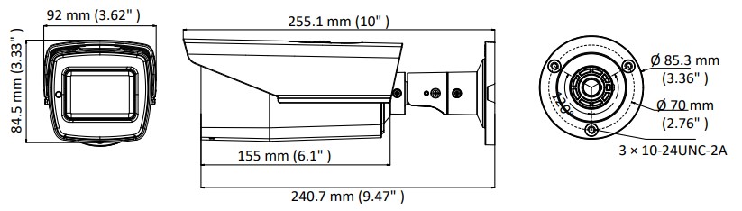Dimensions du DS-2CE19D3T-AIT3ZF