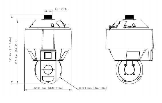 Dimensioni Telecamera Dual-PTZ Dahua 4mp