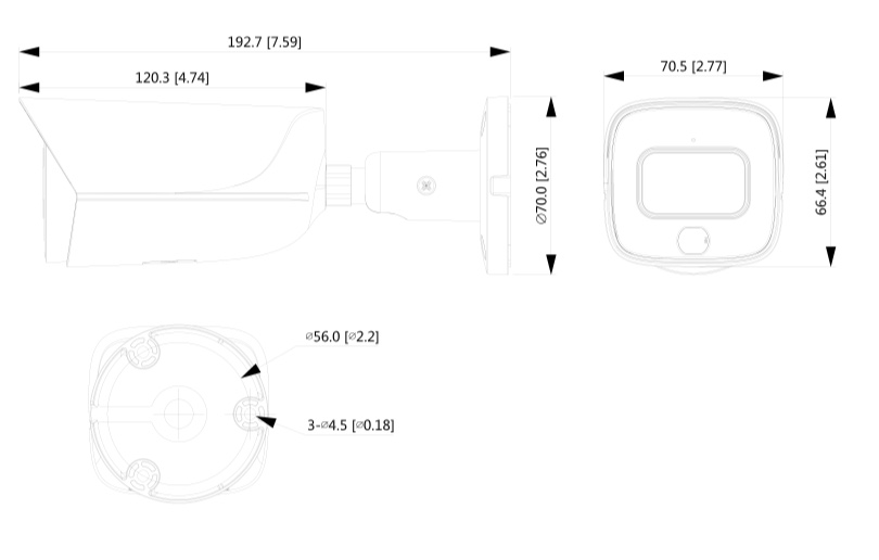 Schema dimensioni telecamera IPC-HFW3241E-SA Dahua