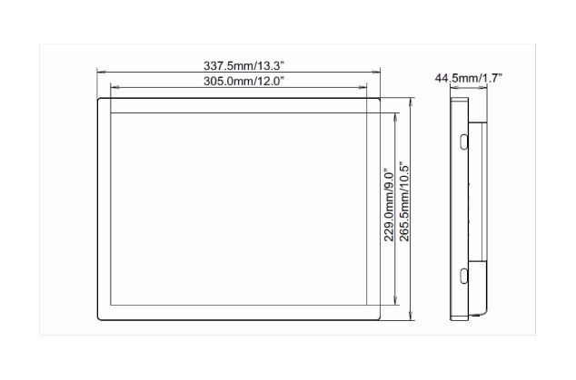 Dimensions Monitor open frame tochscreen iiyama 15 inches tn led