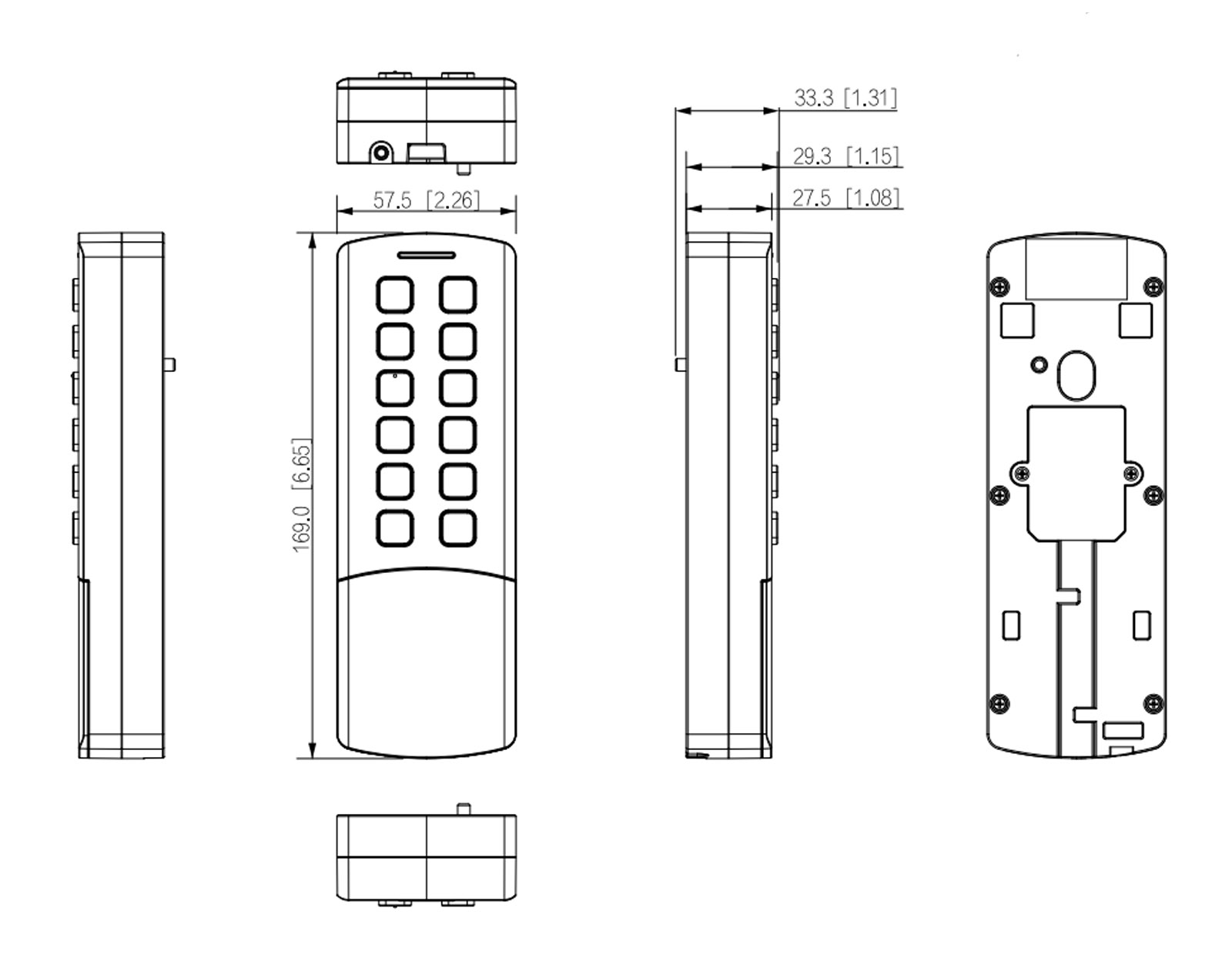 Dimensions de l'ASI1212M-W