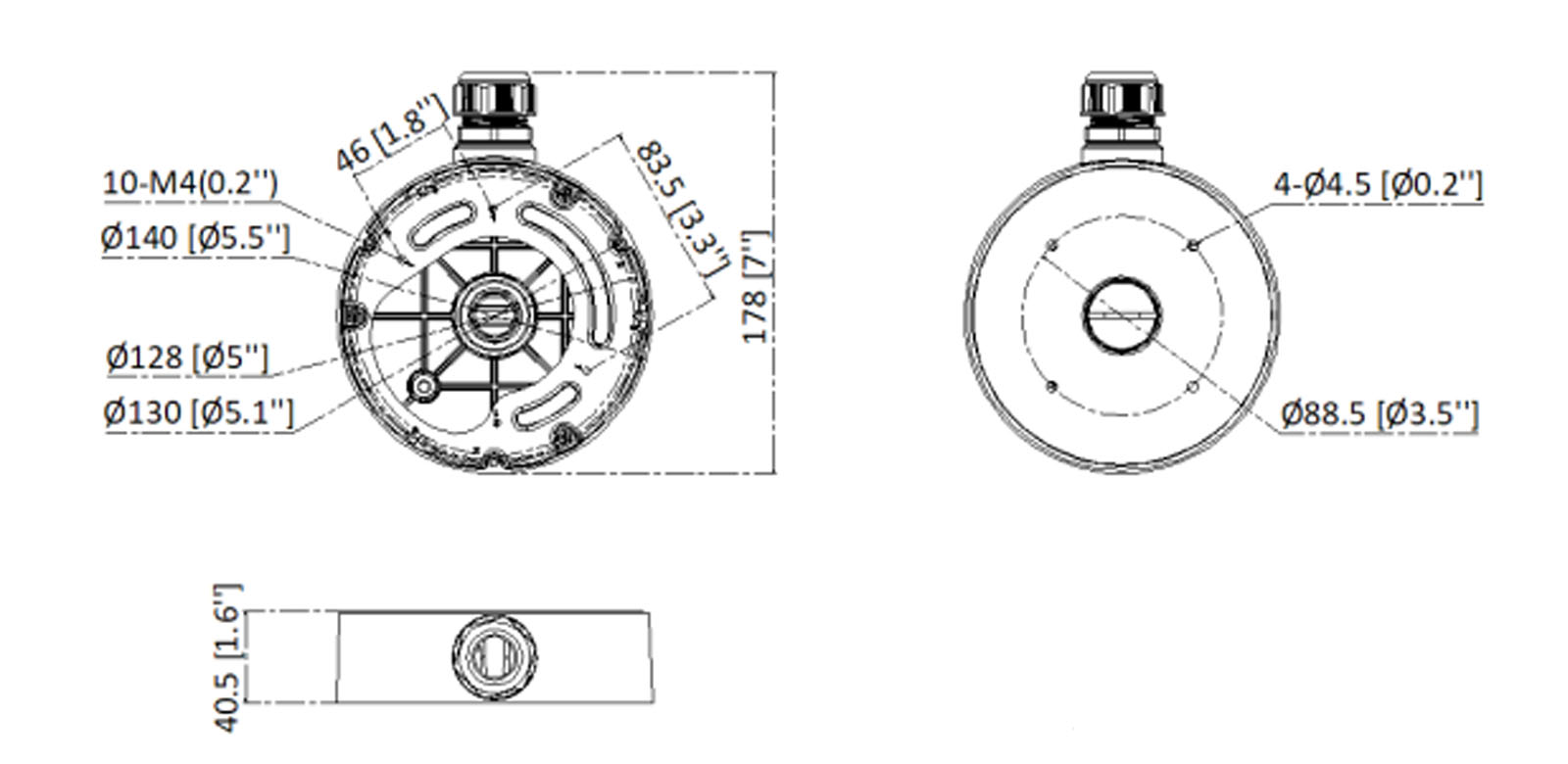 Dimensions du DS-2280ZJ-WA140