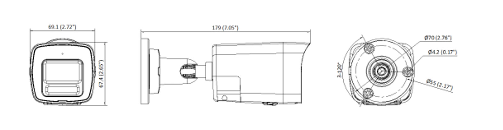 Dimensions du DS-2CD1047G3H-LIU (2,8 mm)