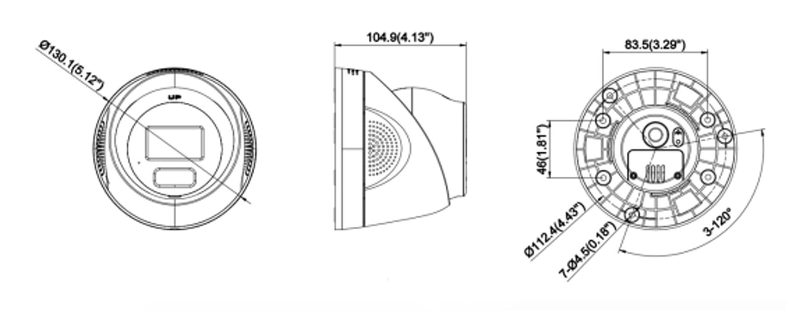 Dimensions du DS-2CD1347G3H-LIU (2,8 mm)