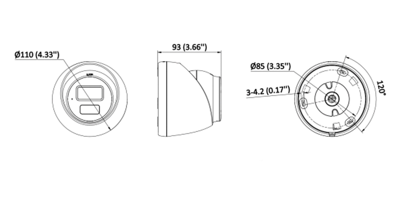 Dimensions du DS-2CD1383G2-LIU (2,8 mm)