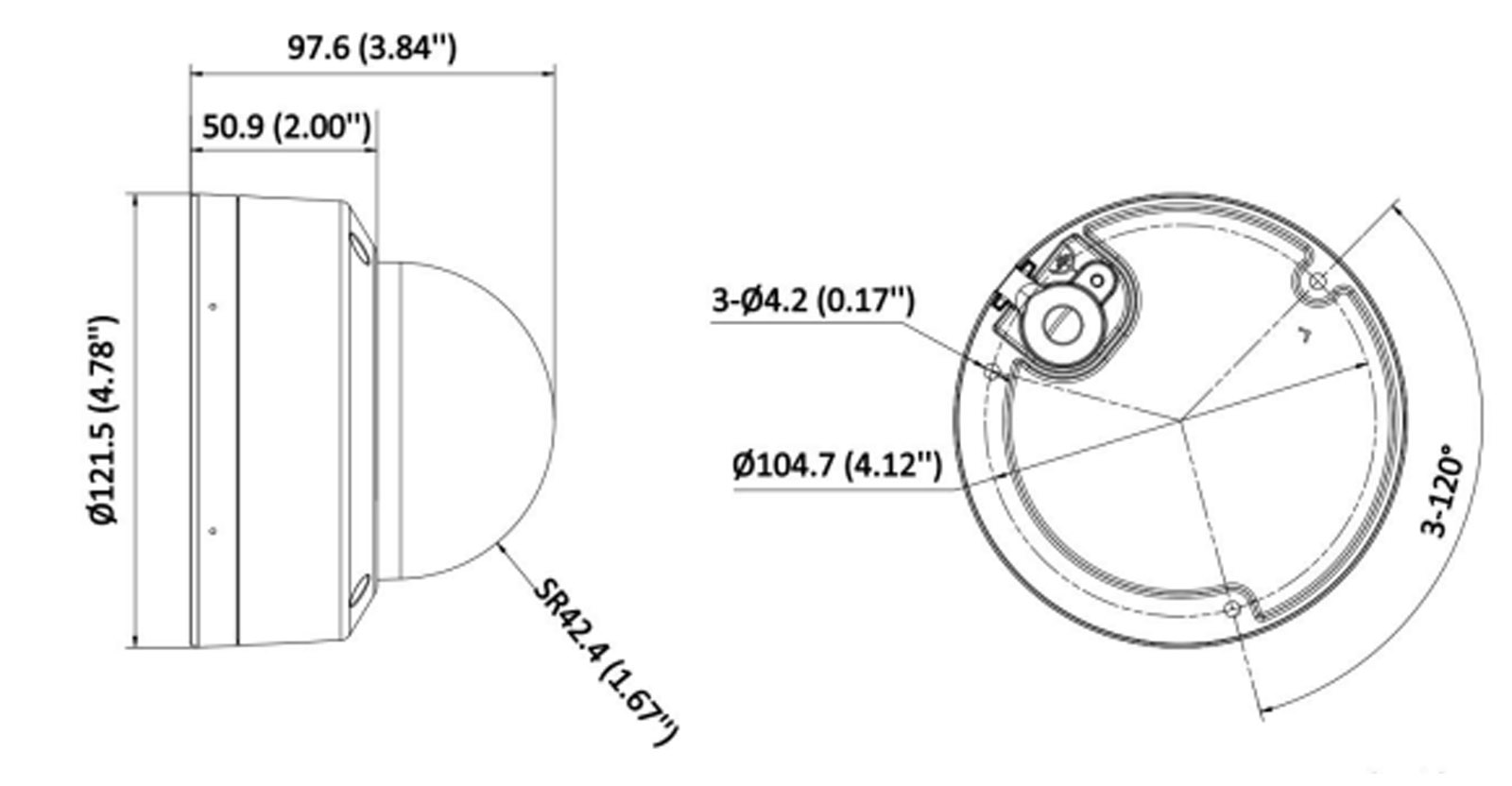 Dimensions du DS-2CD1723G2-LIZSU (2,8-12 mm)