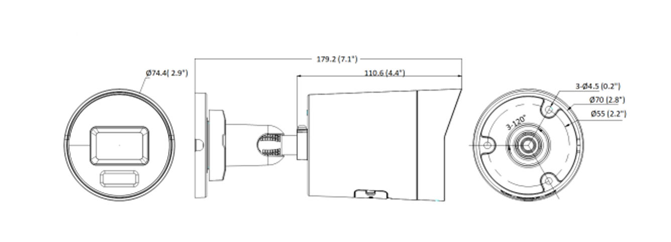 Dimensions du DS-2CD2046G2H-IU (2,8 mm)