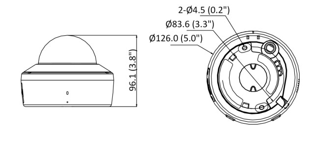 Dimensions du DS-2CV2141G2-IDW (28 mm)