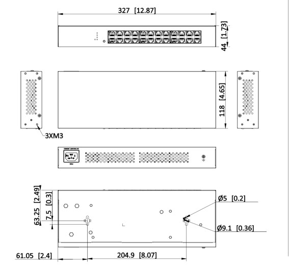 Dimensions du DS-3E0524R-O