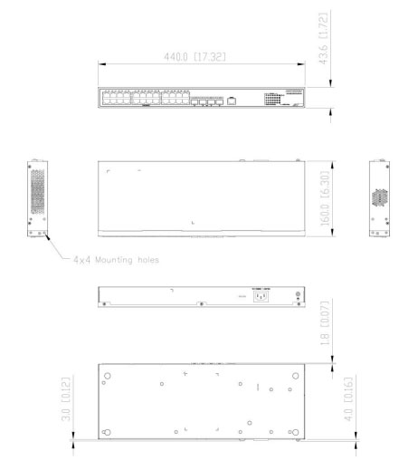 DS-3E2728-HI-24T4X dimensions