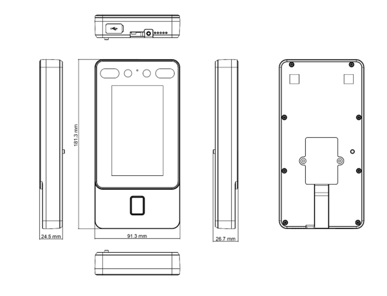 DS-K1T342MFWX-E1 dimensions
