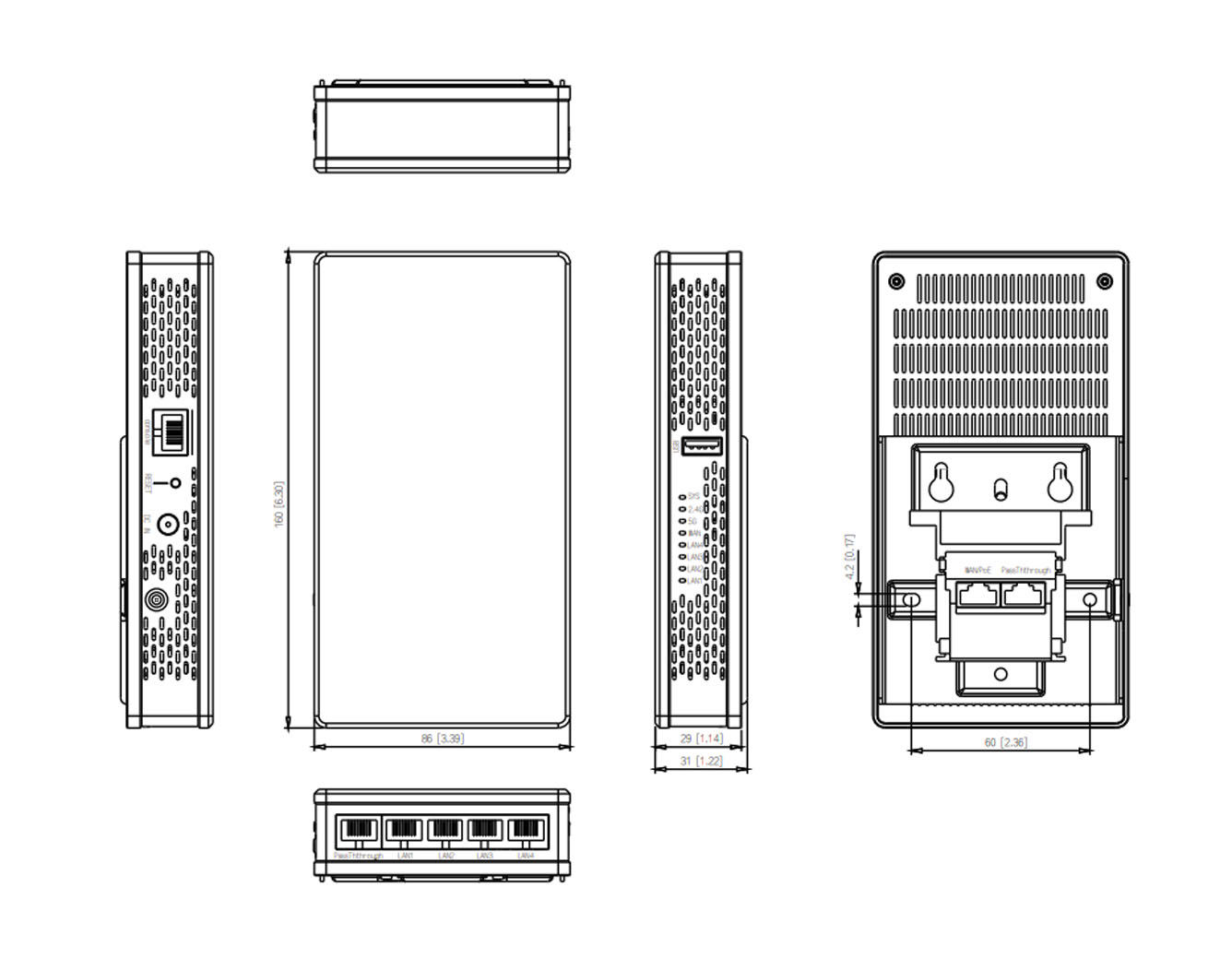 Dimensions de l'EAP6230-W