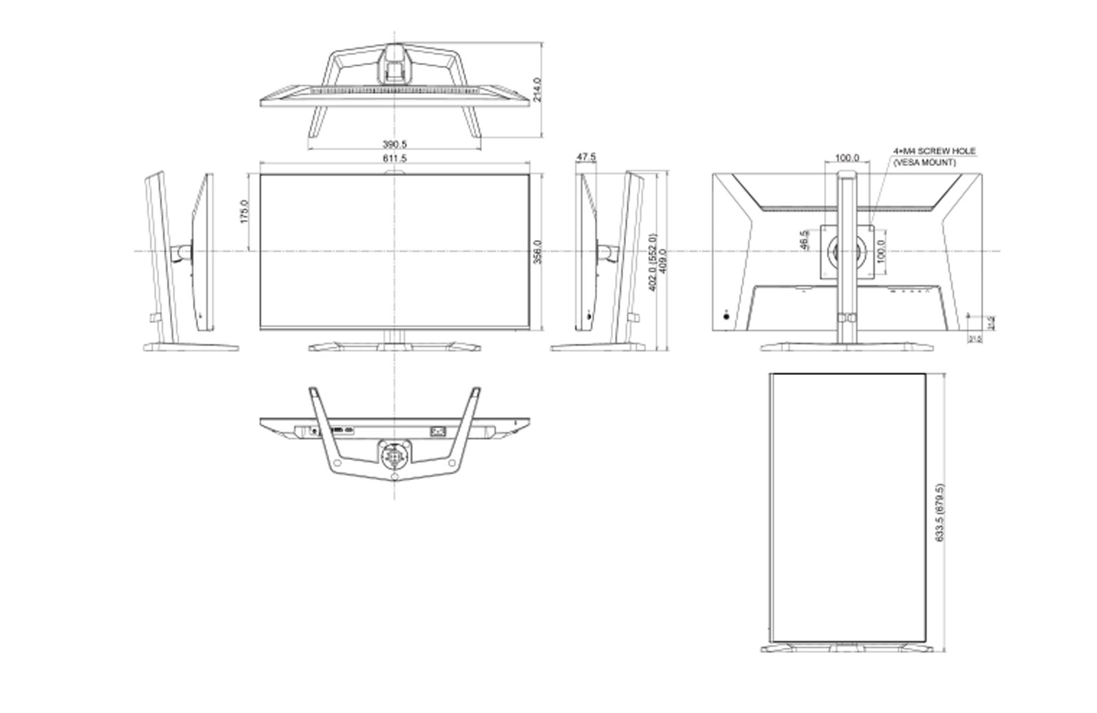 GB2741HSU-B1 dimensions.