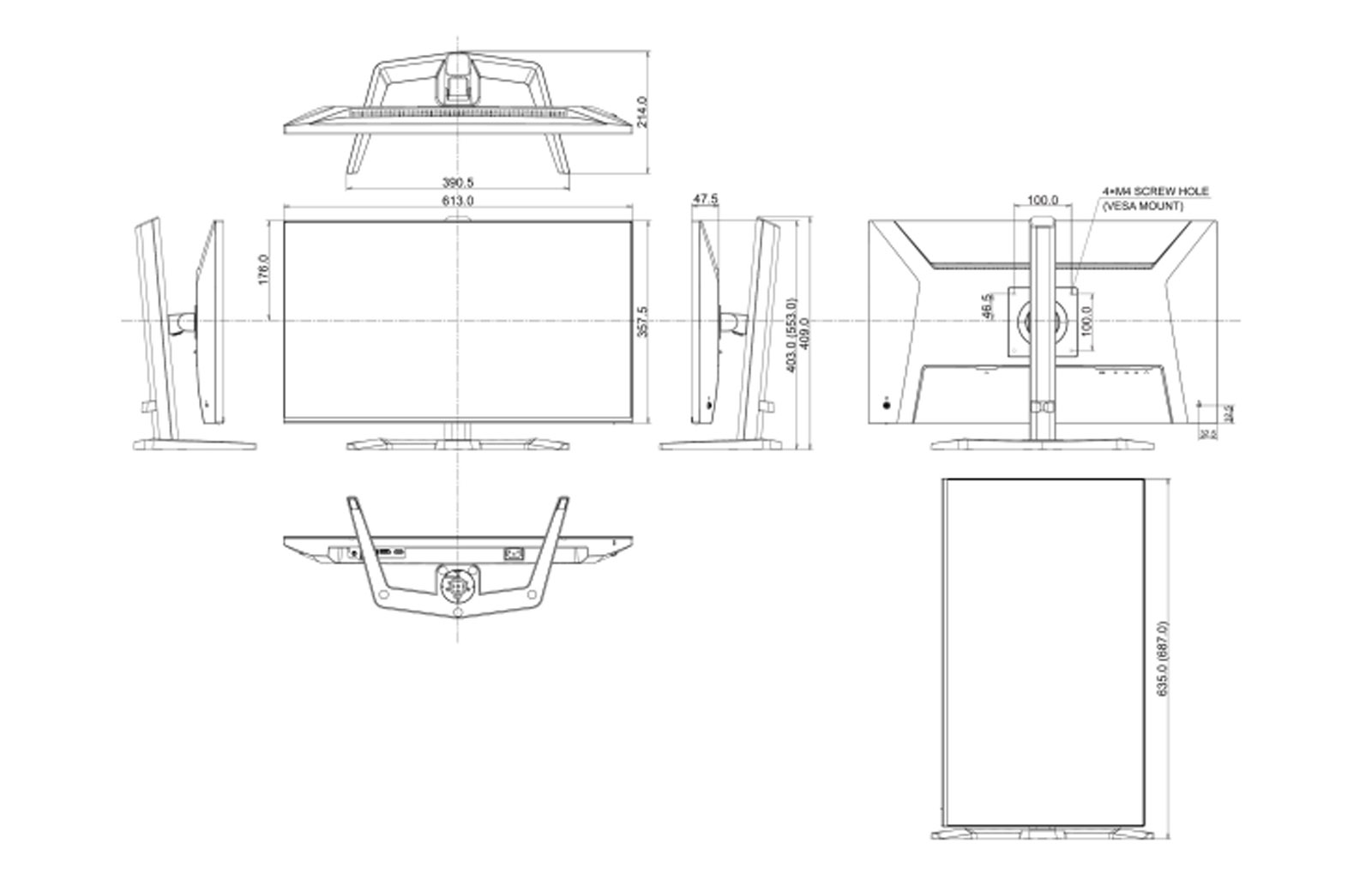 GB2741QSU-B1 dimensions