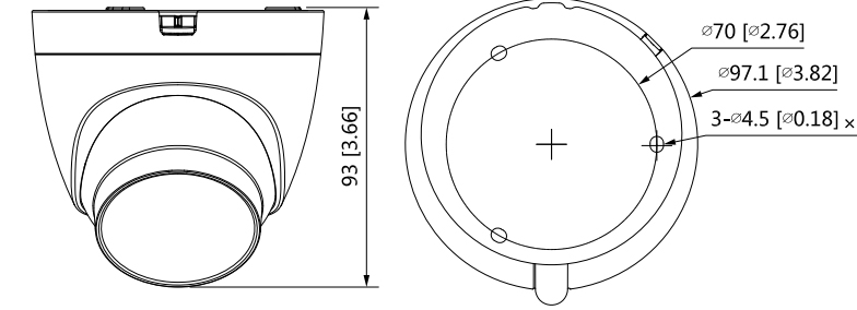 Schema con le dimensioni della telecamera dome hdcvi HAC-HDW1231TRQ-A