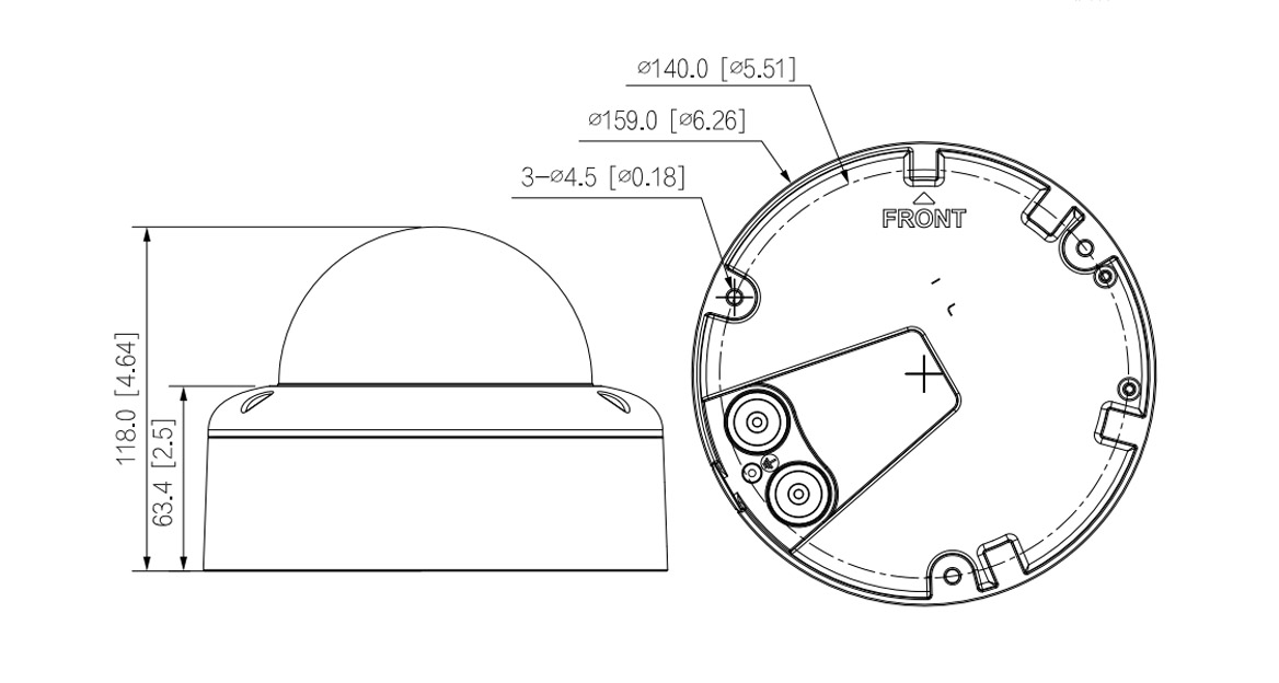 Dimensions de l'IPC-HDBW5459E1-ZE-IL