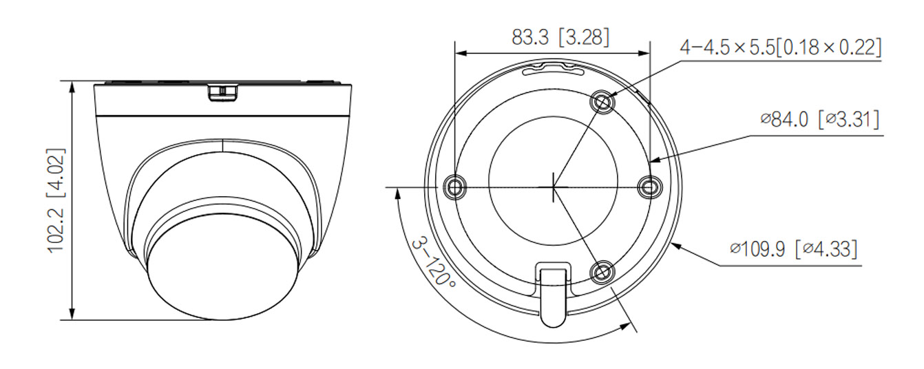 Dimensions de l'IPC-HDW1339DA-SAW-IL