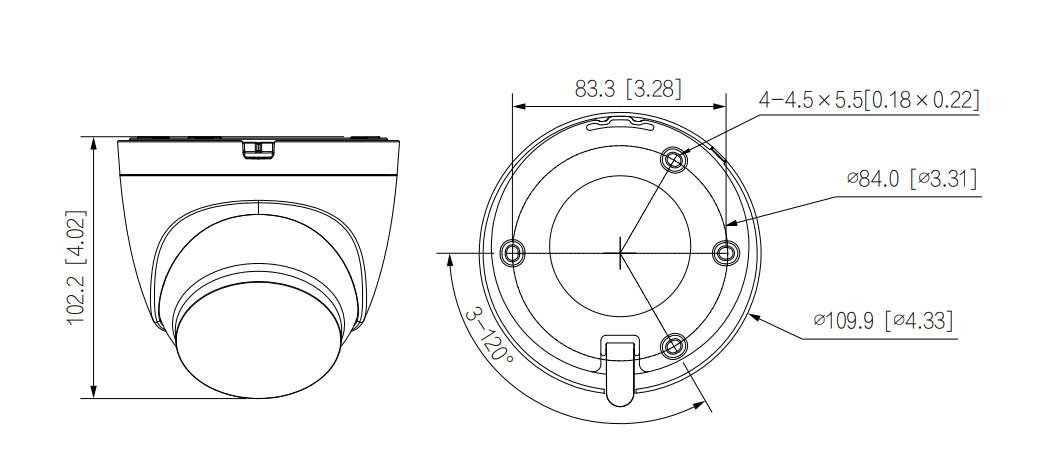 IPC-HDW1339DA-SW-PV dimensioni