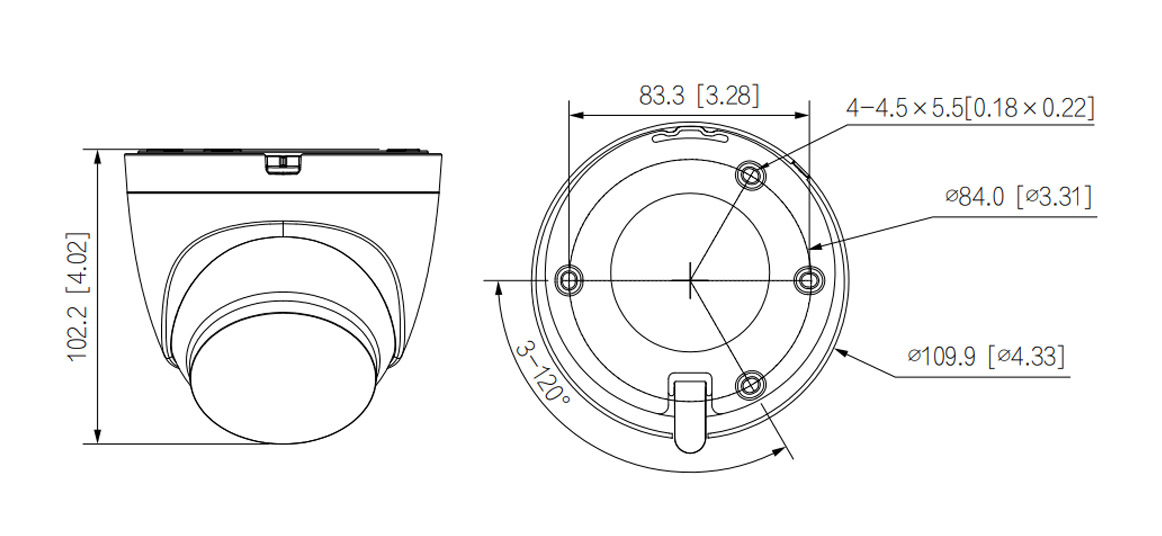 Dimensions de l'IPC-HDW1539DA-SAW-IL