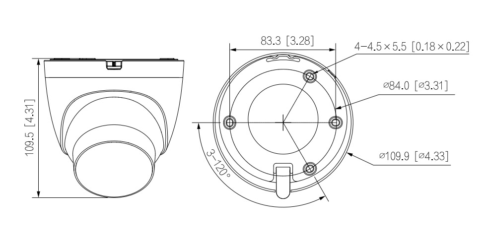 IPC-HDW2249T-S-LED-PRO dimensioni
