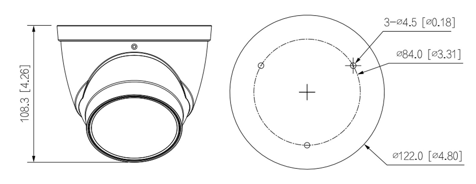 Dimensions de l'IPC-HDW3449T-ZS-IL-B