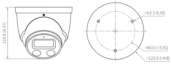 Schema dimensioni telecamera IPC-HDW3849H-AS-PV-S3