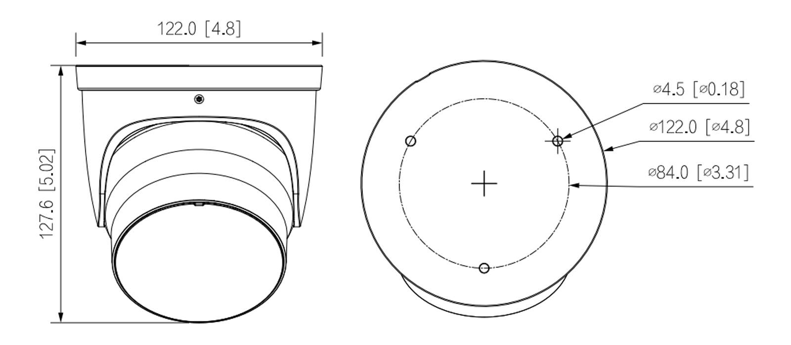 Dimensions de l'IPC-HDW3849H-ZAS-PV-PRO