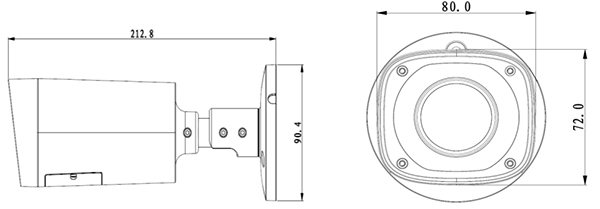 Schema e dimensioni della telecamera IPC-HFW2100R-VF