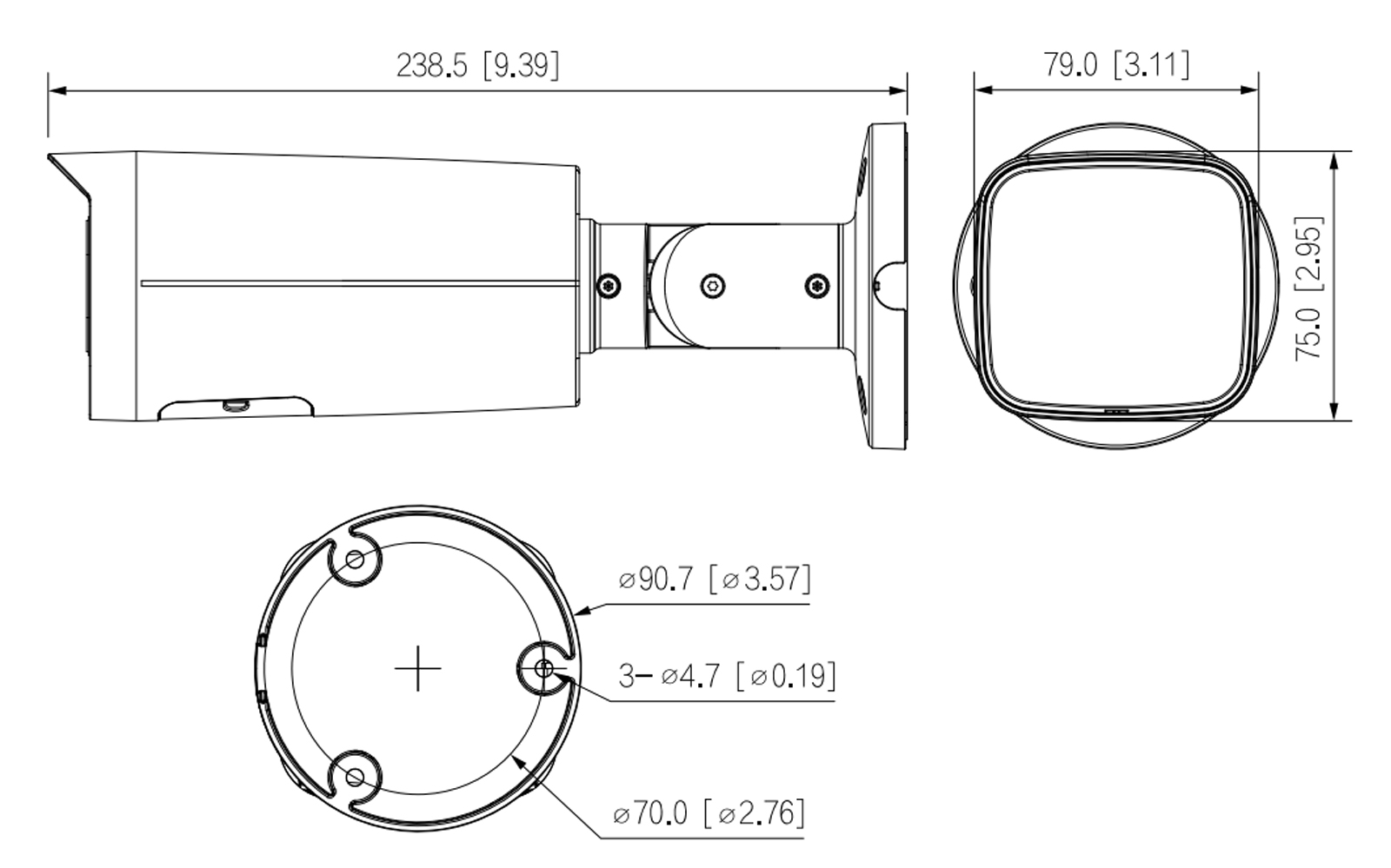 Dimensions de l'IPC-HFW3449T-ZS-IL-B