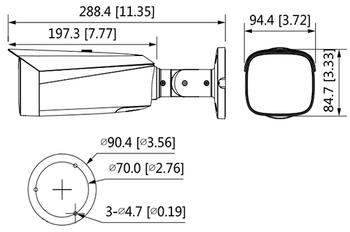 Schema dimensioni telecamera IPC-HFW3249T1-AS-PV