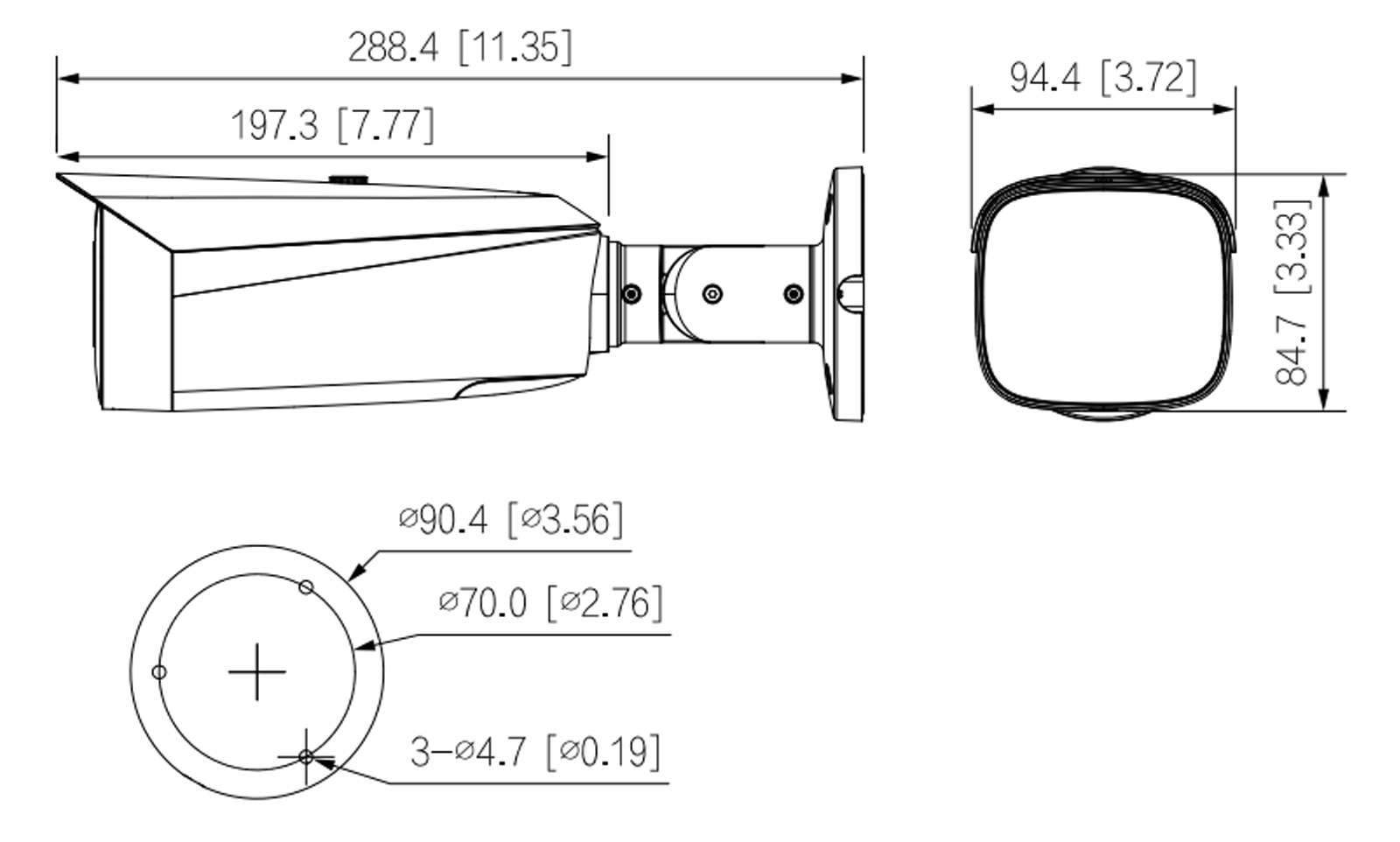 Dimensions de l'IPC-HFW3449T1-ZAS-PV-PRO