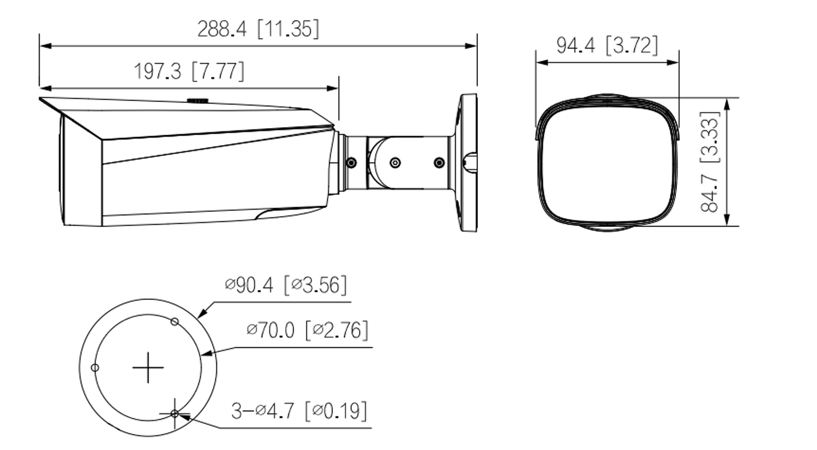 Dimensions de l'IPC-HFW3849T1-ZAS-PV-PRO
