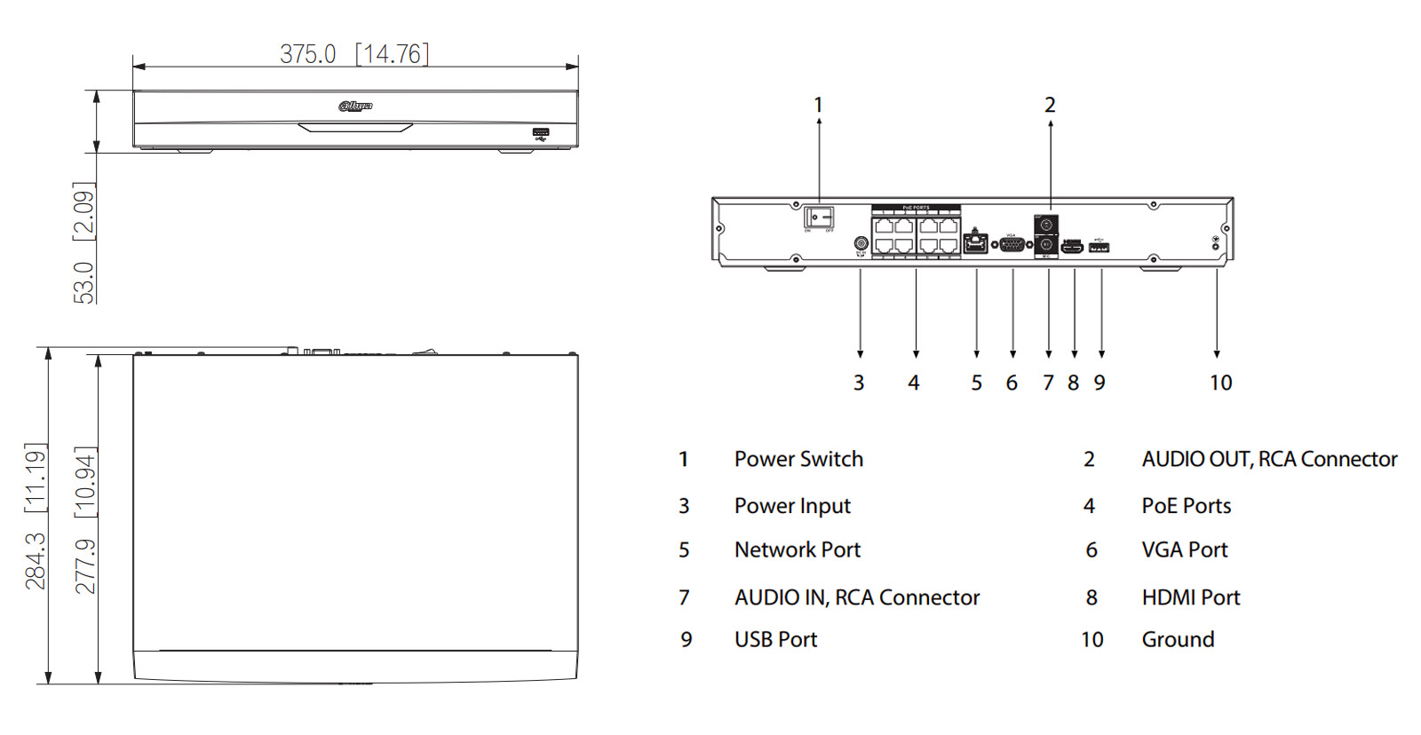 NVR2208-8P-I2 dimensions