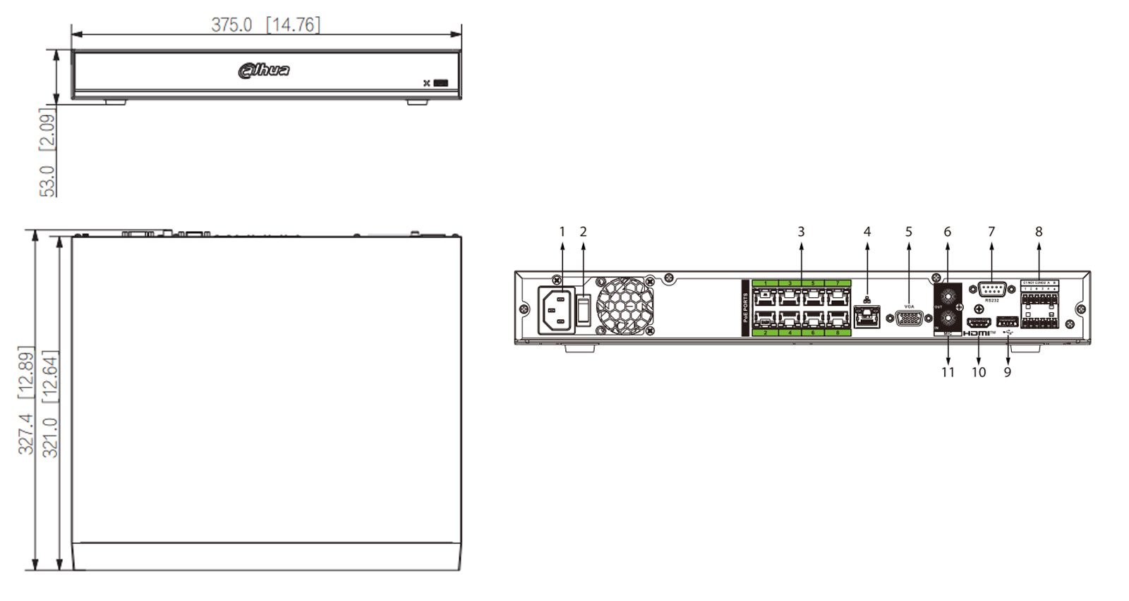 NVR5208-8P-X-PRO dimensioni