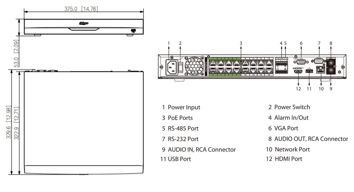 NVR5216-16HP-EI2 dimensioni