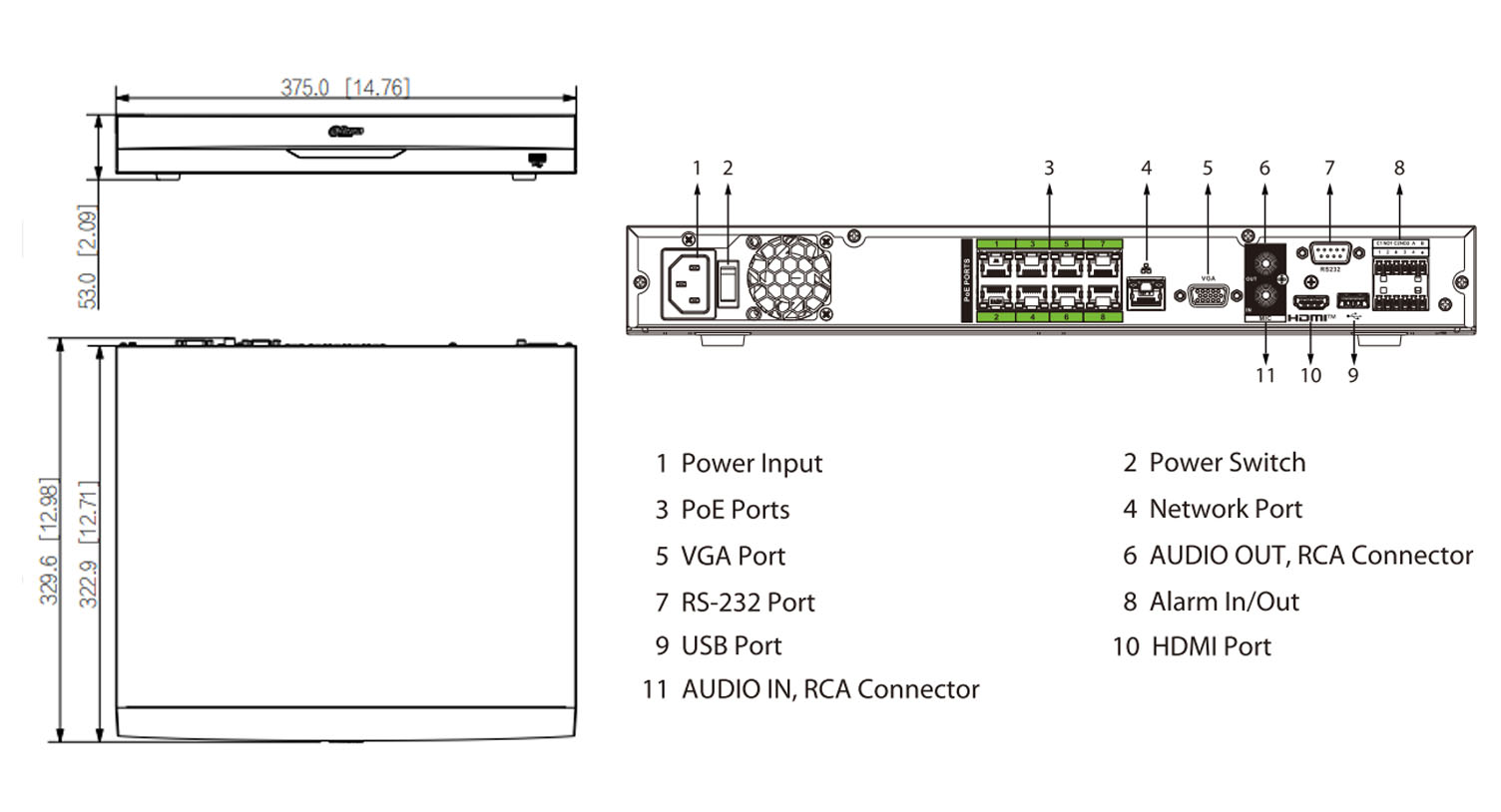 NVR5216-8P-EI2 dimensioni