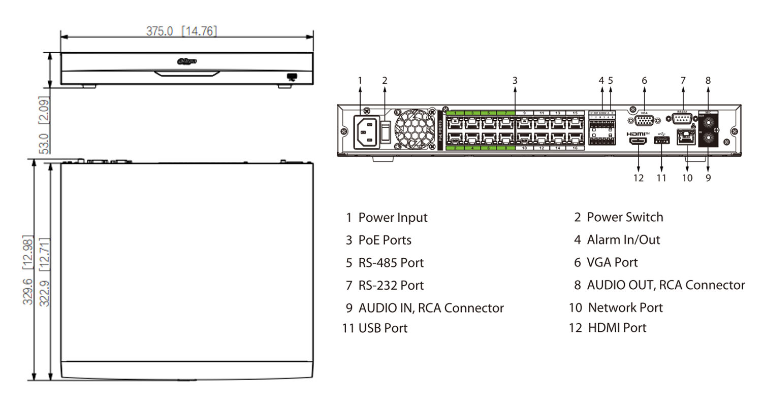 NVR5232-16P-EI2 dimensions