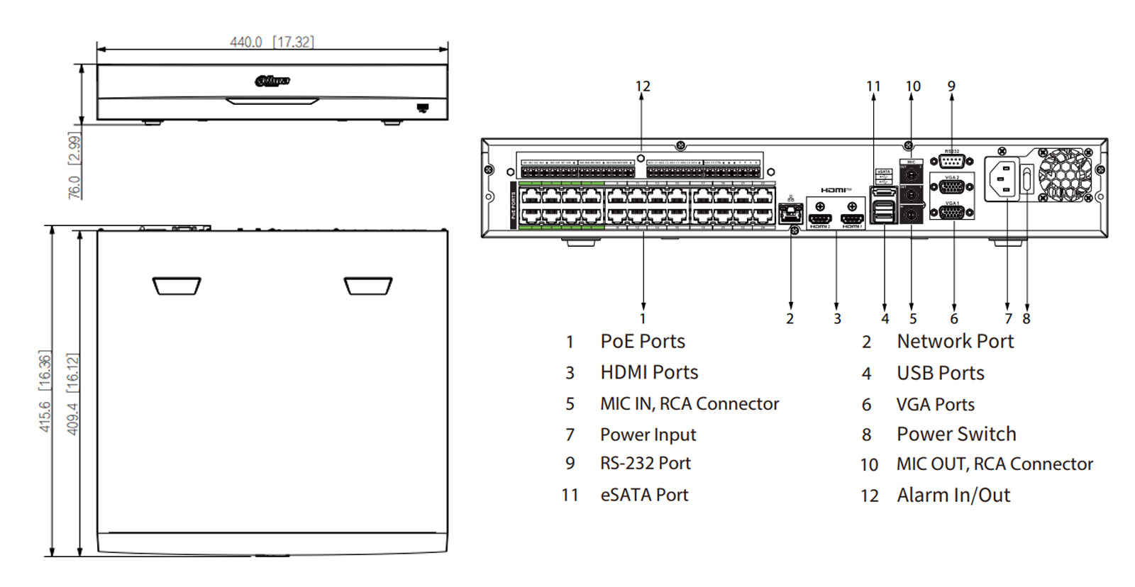 NVR5424-24P-EI dimensions