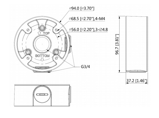 Schema con le dimensioni del box di giunzione PFA13A-E