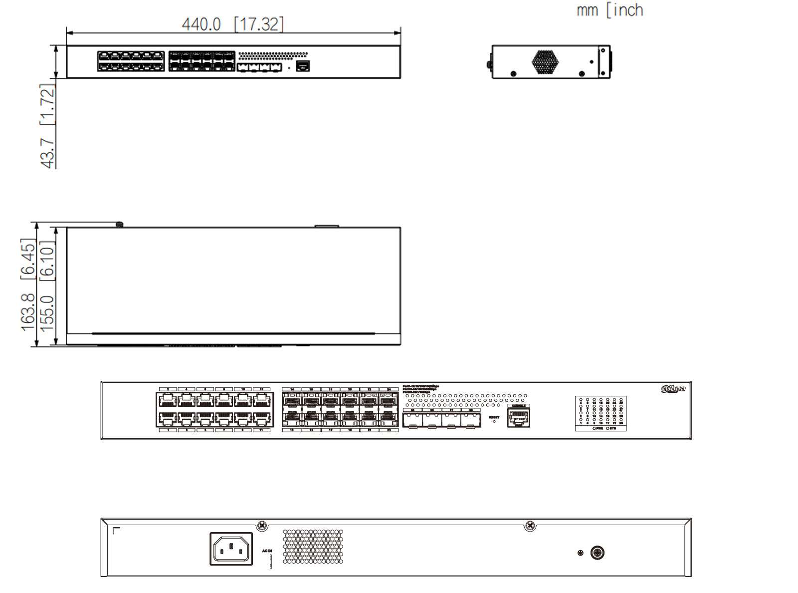 S5428-12GF12GT4XF dimensions
