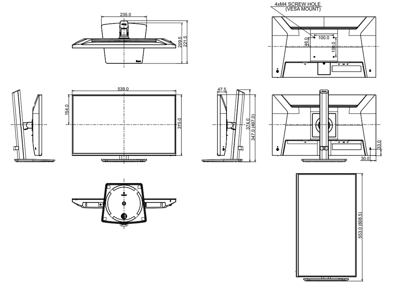 X2493HSU-B1 dimensions