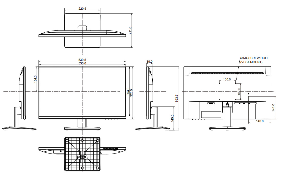 XU2493HS-B6 dimensions