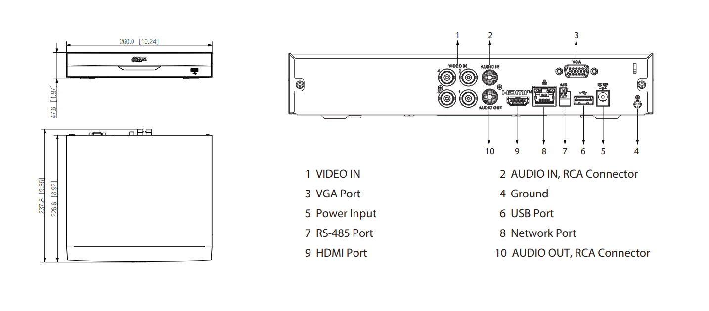 XVR5104HS-4KL-I3(1T) dimensioni